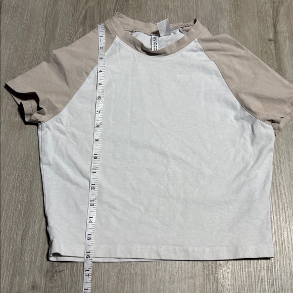 Divided White and Tan Short Sleeve Tee - Picture 3 of 3